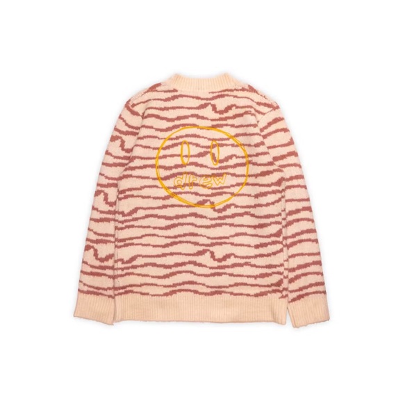 NWT Drew House Sketch Mascot Squiggle Oversized Cardigan in ivory/mauve, Size XS - Picture 2 of 14